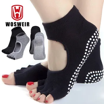 WOSWEIR, 1 пара женских носков для йоги, нескользящие для леди, для тренажерного зала, для занятий спортом, для пилатеса, профессиональные тапочки, защита для танцев