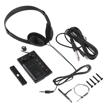 2X Пьезоэлектрический звукосниматель для электроскрипки с бесшумным эквалайзером С наушниками и набором кабелей с отверстиями для подключения