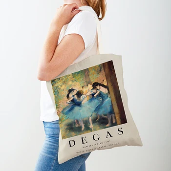 Женская сумка для покупок Cartoon Impression Edgar Degas Ballerina Bag Складная Тканевая Сумка для покупок в стиле Харадзюку Студенческая Холщовая сумка