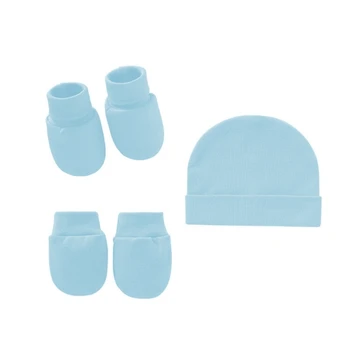 3 шт. /компл., Однотонный детский Защитный чехол для ног из мягкого хлопка, Перчатки, Комплект шляпы D7WF