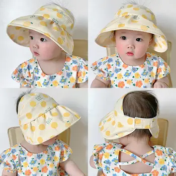 Весенне-летние Корейские модные Детские складные солнцезащитные шляпы 2023 года, новые Детские уличные бейсболки с регулируемой веревкой, повязка на голову