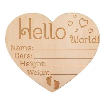 Выгравированный знак Статистики рождения Объявление о Рождении Приветственная Детская открытка Деревянная открытка 