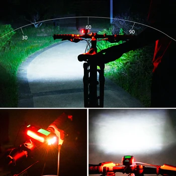 Велосипедная фара, задний фонарь, велосипедный фонарь, 5 режимов звукового сигнала, велосипедная лампа с громким велосипедным звонком, Многофункциональная, подходит для всех горных / шоссейных велосипедов