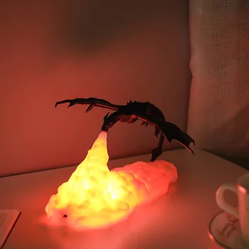 3D печать огня ночью Дракон, свет, USB Перезаряжаемый светодиодный свет настольная лампа для дома спальни украшения детские подарки