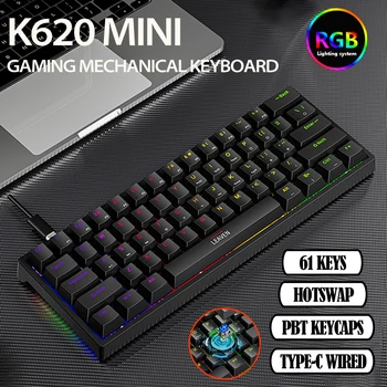 61 Клавиша 60% Мини-Игровая Механическая Клавиатура RGB Hotswap Type-C Проводные Игровые Клавиатуры Эргономичная Клавиатура PBT Keycaps Для Геймера
