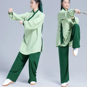 Унисекс льняная одежда для Кунг-фу Ушу Тайцзи Тайцзи Униформа Костюмы Шаолиньских монахов