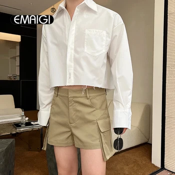 Мужские Летние Дизайнерские ультракороткие шорты Карго с большим 3D карманом, Корейская уличная одежда, модные Винтажные мини-шорты, женские