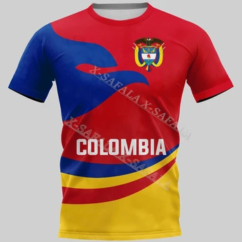 Эмблема национального флага КОЛУМБИИ, футболка с 3D-принтом из сетчатого волокна, летняя футболка, мужские уличные шорты, Спортивная повседневная одежда