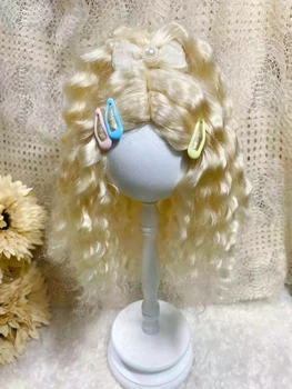 Кукольные парики для Blythe Qbaby, Мохеровые золотистые локоны, 9-10 дюймов на голове.