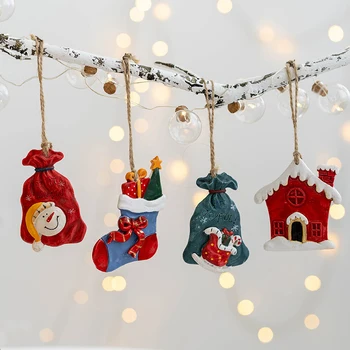 Рождественское украшение из смолы, подвесной дом, подарочный пакет со Снеговиком, Рождественская елка, Подвесные украшения, Новогодний Рождественский декор
