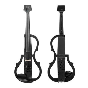 Электрическая скрипка IRIN 4/4 Струнный инструмент для занятий Профессиональная электрическая скрипка из углеродного волокна с плечевыми упорами Наушники
