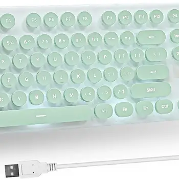 Клавиатура для Пишущей Машинки Taeeiancd 104-клавишная Игровая Клавиатура в стиле ретро-Панк Со Светодиодной Белой Подсветкой, Симпатичная Клавиатура с Проводным USB Подходит для