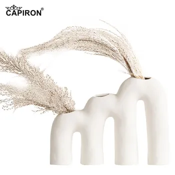 Керамическая ваза в форме горы КАПИРОН для пампасной травы и засушенных цветов в скандинавском стиле, современный дизайн дома, минималистичное оформление интерьера