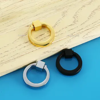 Ручка Золотое / Серебряное / Черное кольцо, выдвижное кольцо для ящика шкафа, ручка для обувного шкафа, Ручка из цинкового сплава