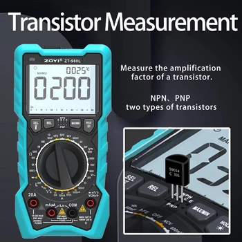 Цифровой мультиметр ZOYI ZT-980L с частотой 6000 отсчетов для проверки частоты транзисторов, диода, триода, температуры, тока для проверки индуктивности