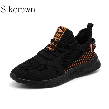 Мужские кроссовки Sikcrown Black Orange 47 Летние сетчатые легкие кроссовки, удобная спортивная обувь, модные кроссовки