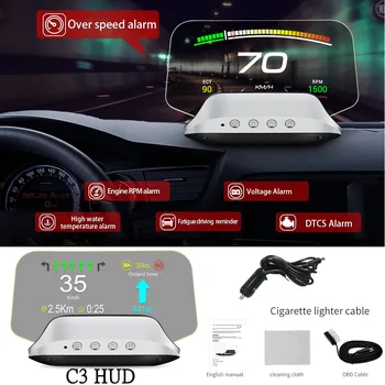 HD C3 Plus Автомобильный HUD OBD2 Головной дисплей Проектор GPS-навигации Цифровой спидометр Автомобильные аксессуары Бортовой компьютер