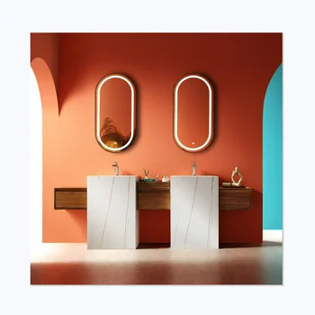 Роскошная Мраморная двойная раковина в ванной комнате, туалетный столик из спеченного камня, Напольный шкаф для умывальника