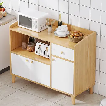 Современные простые Деревянные кухонные шкафы, Скандинавская кухонная мебель, Кухонный многослойный буфет, Шкафы для хранения в домашней гостиной