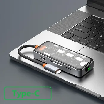Сеть 1G Type-C Док-станция USB3.0 Концентраторы HDMI Совместимый ноутбук Адаптер для планшетных ПК для MacBook Lenovo Dell HP ASUS Huawei