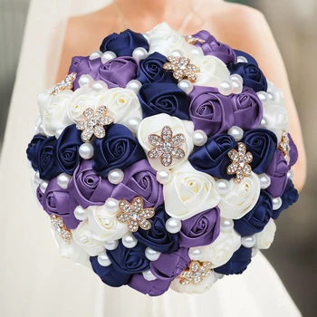 1 шт./лот, фиолетовый букет невесты со стразами и жемчугом для свадебной вечеринки