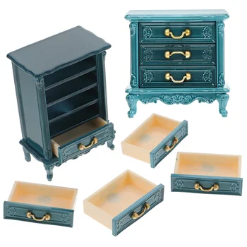 2 шт Мини-выдвижных ящика, домашний шкаф, украшения для дома, Миниатюрная игрушка, прикроватный столик, деревянная модель детского дома